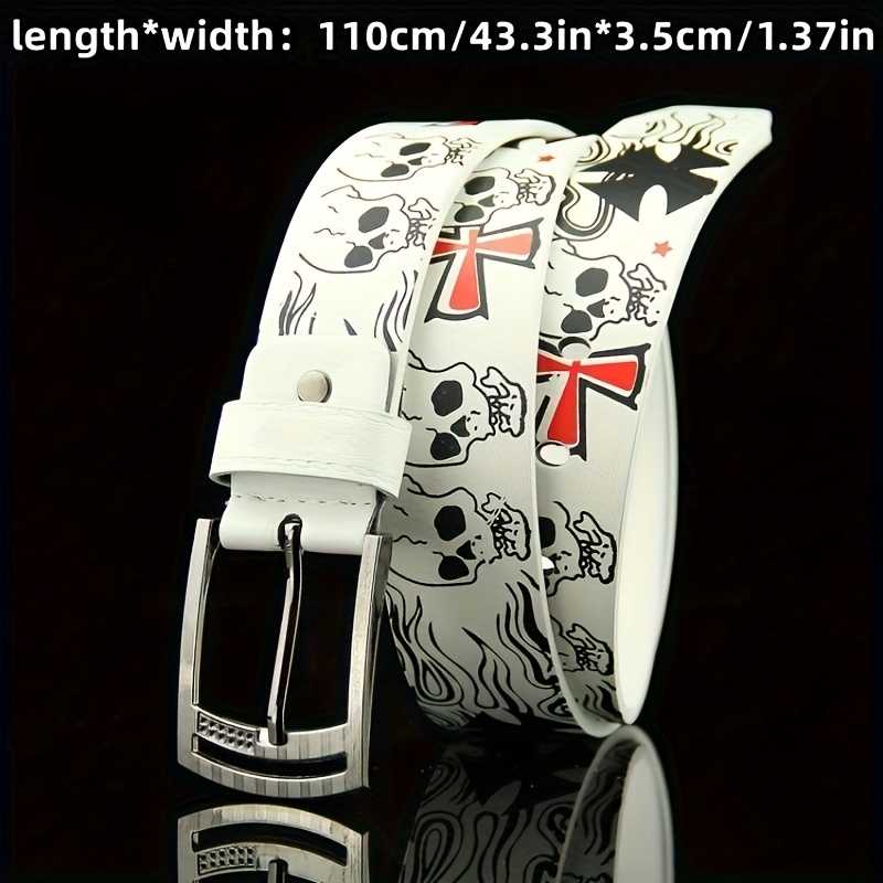 Men's Skull Print Belt with Buckle
